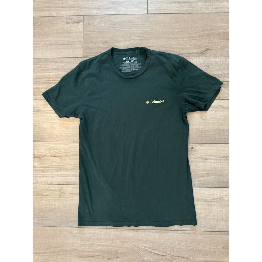 Columbia Men's M Medium‎ T Shirt Screen Print Preserve Conserve Mountains Green